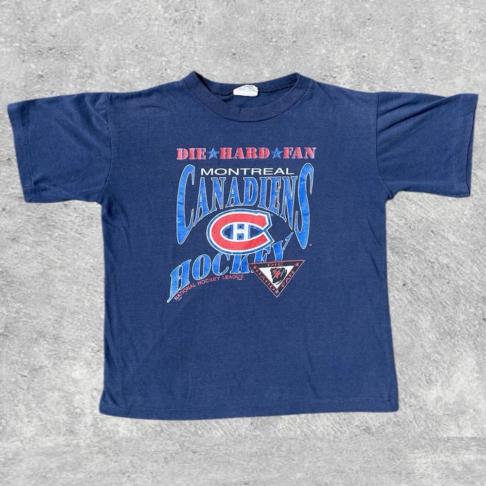Vtg 90s Montreal Canadiens Die Hard Fan T-Shirt Youth L 18x20.5 CGW NHL Habs